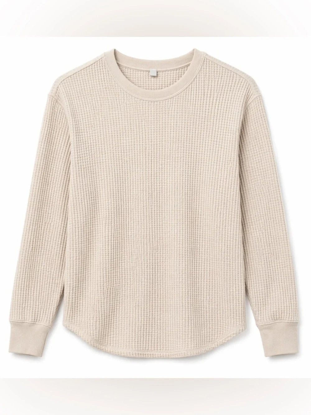 Uniqlo -  Cream Waffle Knit Long Sleeve Top - Women’s XS - Cozy Minimal Basic - Picture 3 of 11